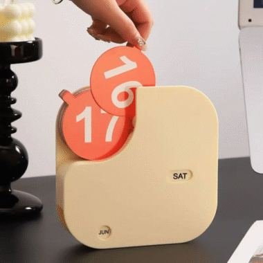 Flip-Page Perpetual Desk Calendar, Cream