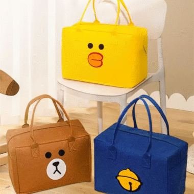 Cartoon Face Insulated Lunch Bag — Duck, Bear or Cat