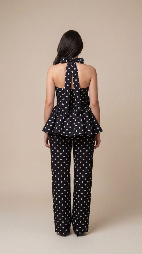 Black Polka Dot Halter Co-ord Set photo 2