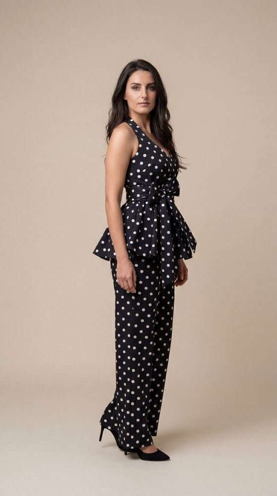Black Polka Dot Halter Co-ord Set photo 4
