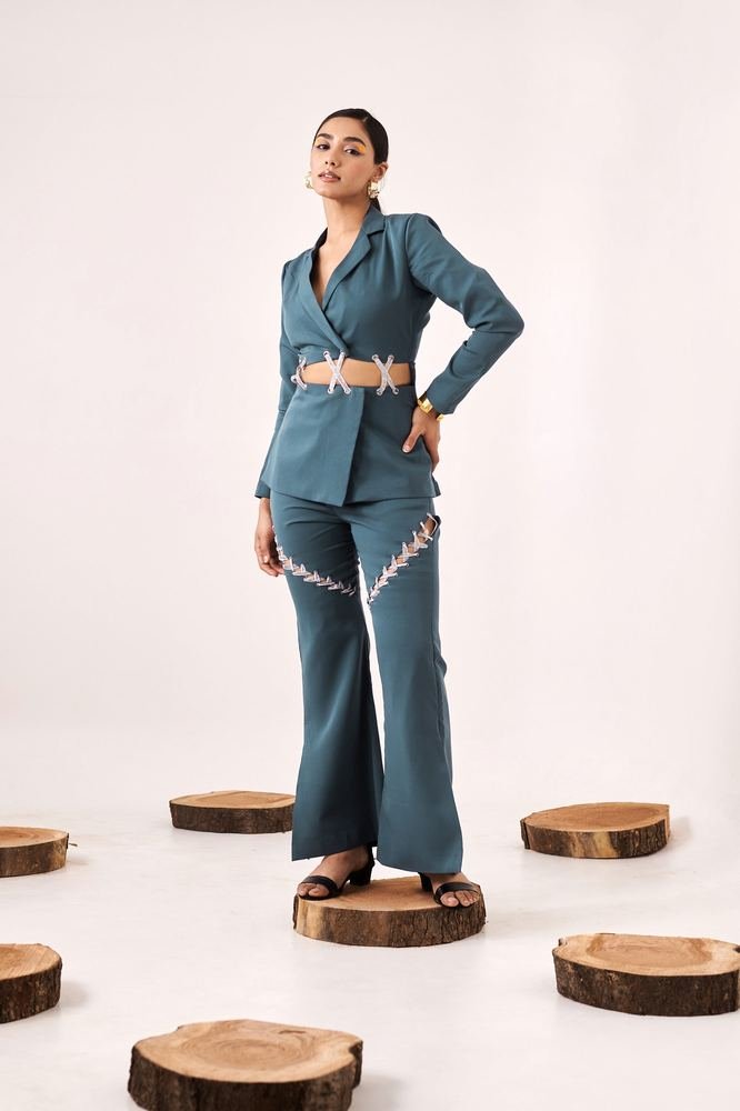 Blue Cut-Out Co-Ord Set photo 4