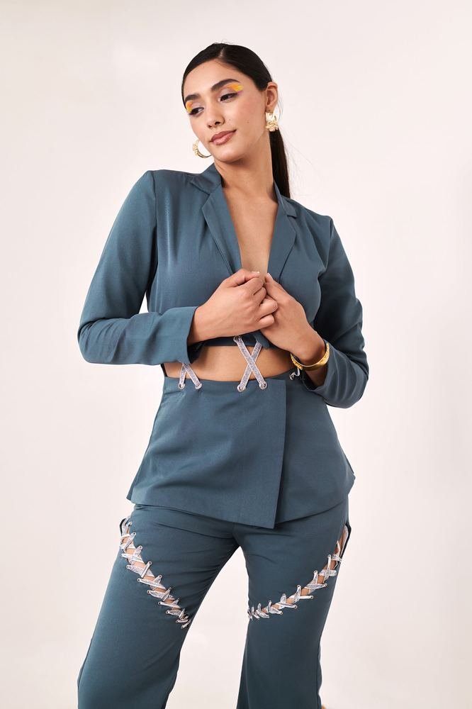 Blue Cut-Out Co-Ord Set photo 2
