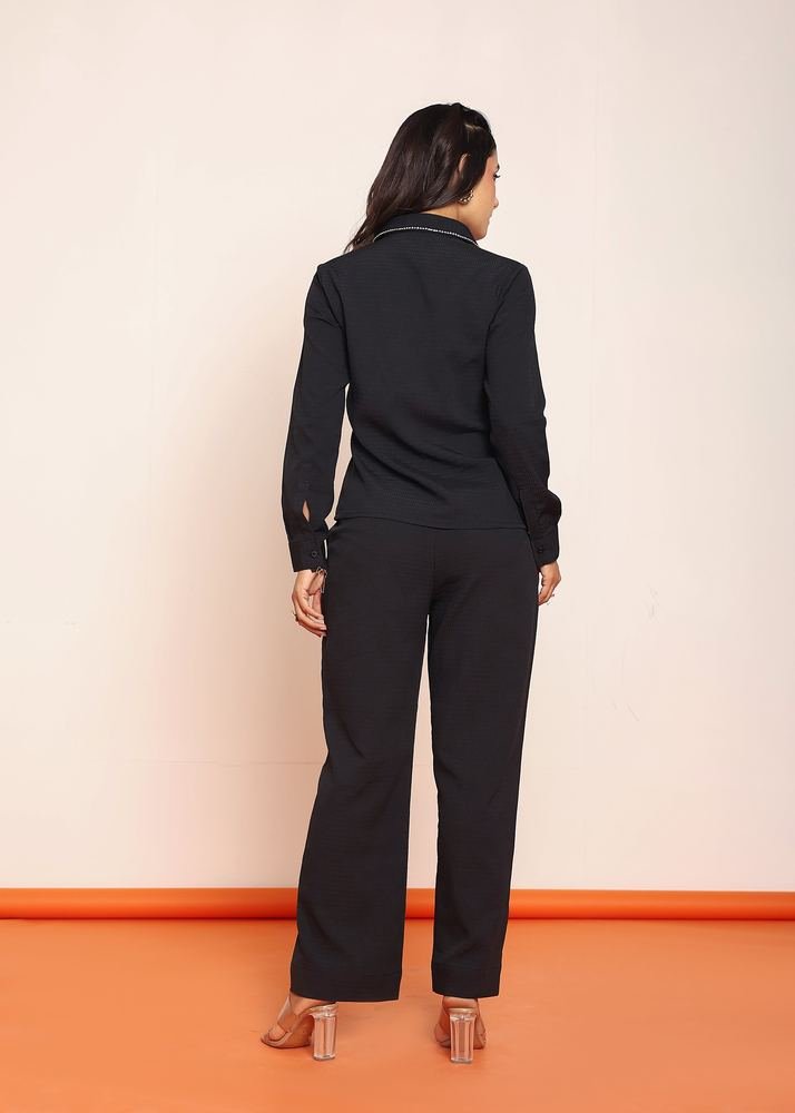 Detailed rhinestone shirt with pant photo 2