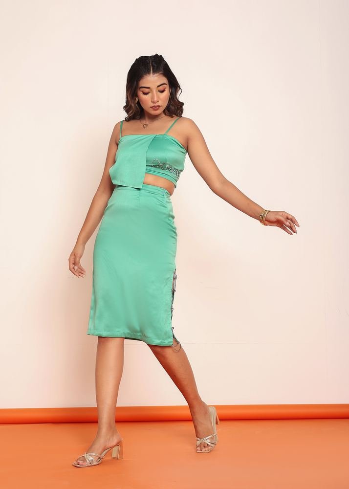 Green rhinestone co-ord set photo 2