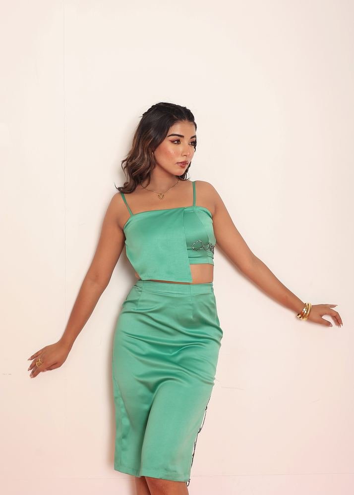 Green rhinestone co-ord set photo 4