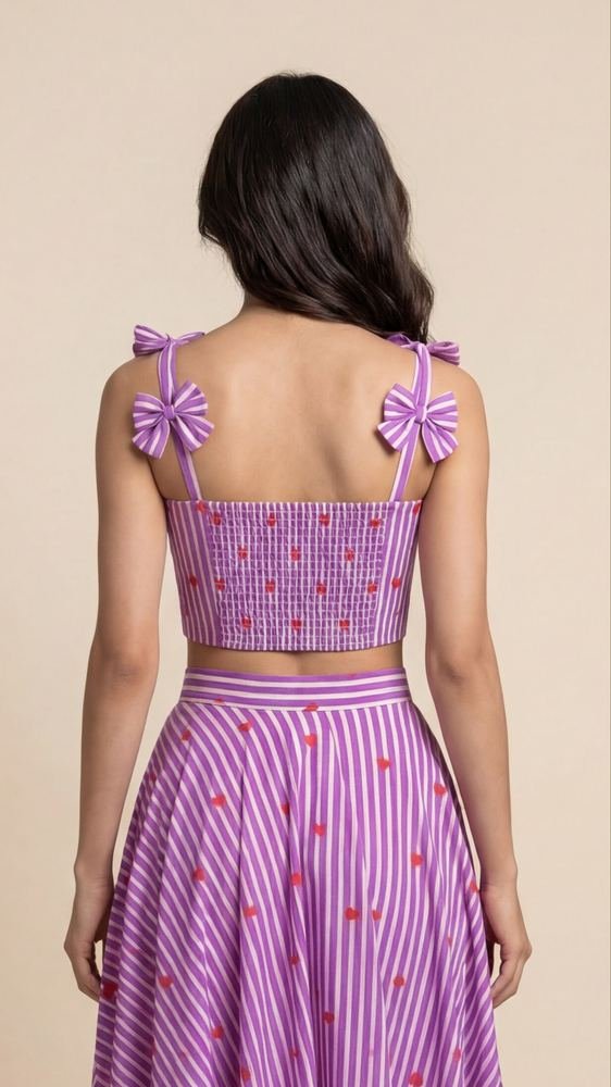 Heart Striped Printed Top & Skirt Co-ord photo 2