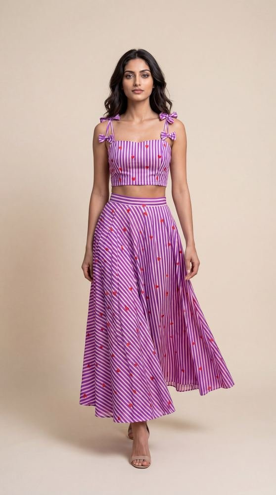 Heart Striped Printed Top & Skirt Co-ord photo 3