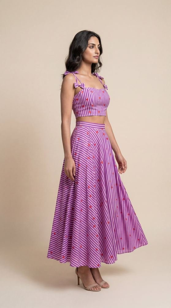 Heart Striped Printed Top & Skirt Co-ord photo 4