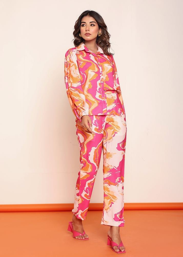 Printed co-ord set with detailed fringes photo 2