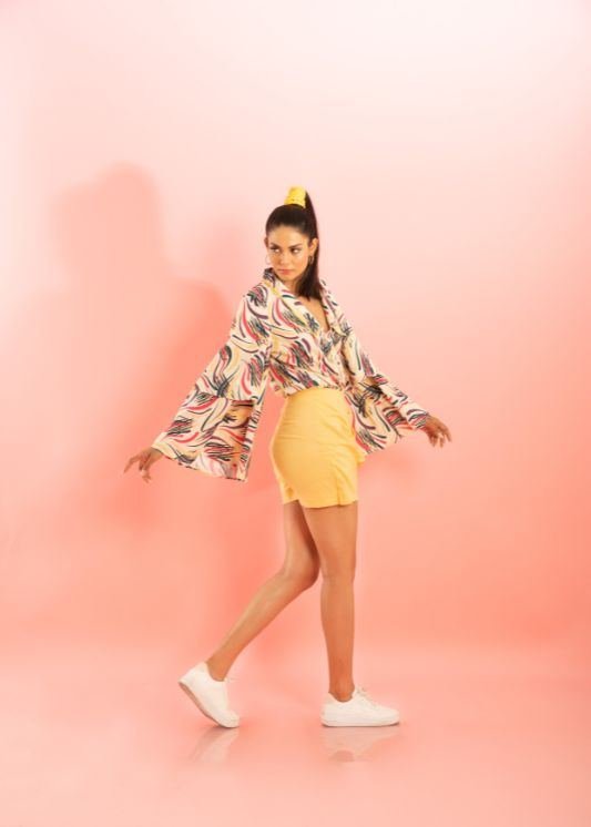 Printed Shirt with Butter Yellow Skorts photo 3