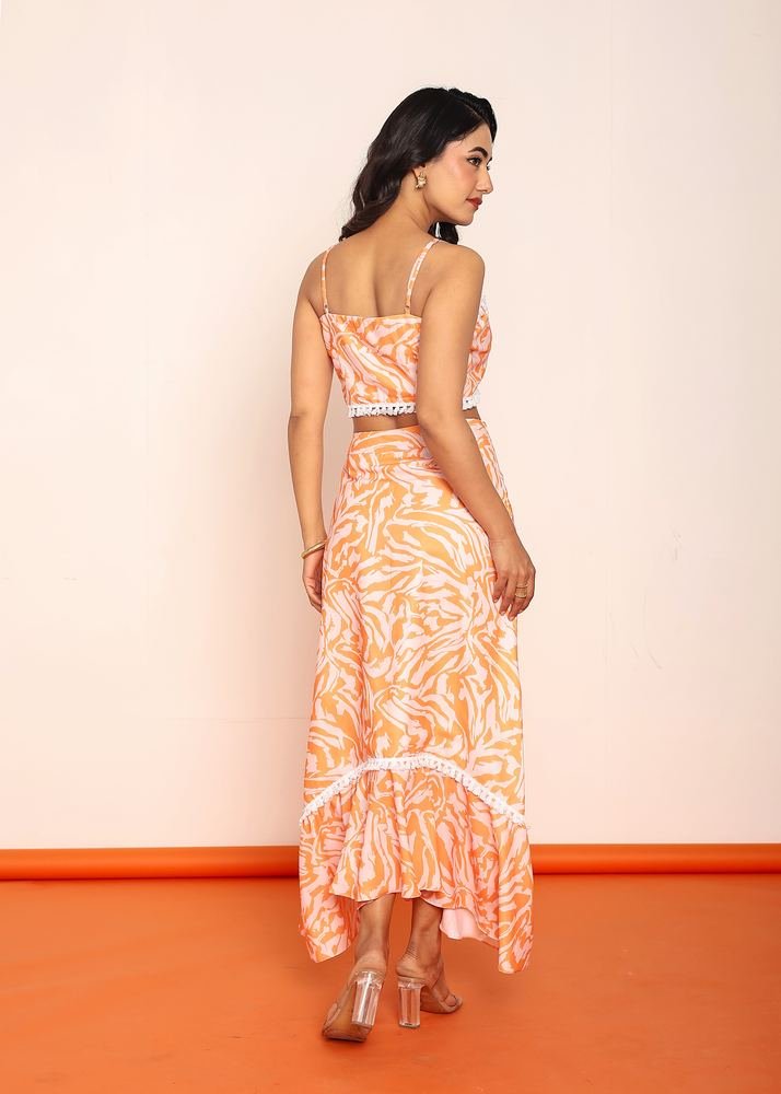 Printed tube top with detailed skirt photo 2