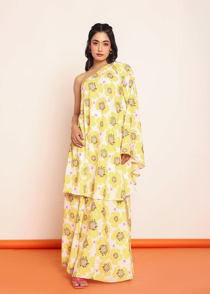 Printed umbrella -cut top with side slited skirt photo 2