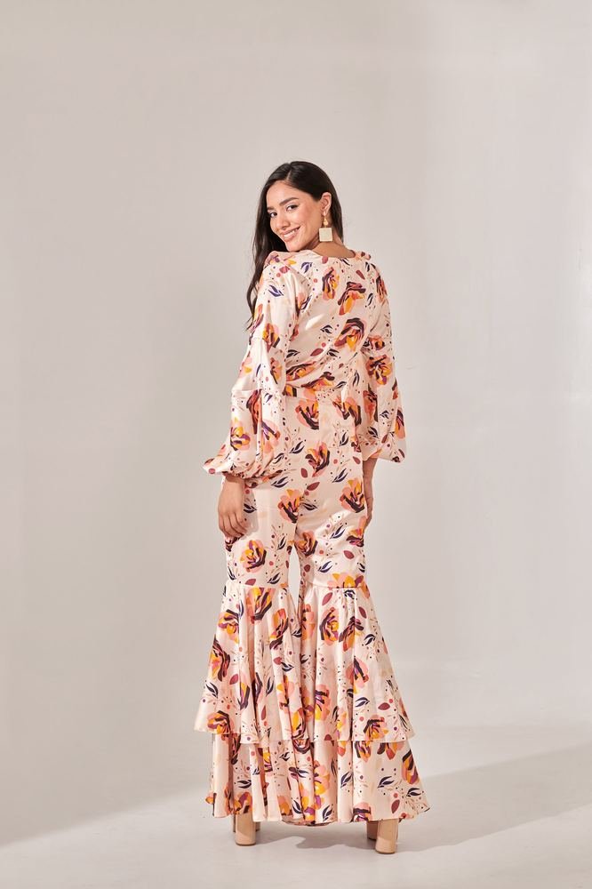 Swiss satin floral printed co-ord set photo 4