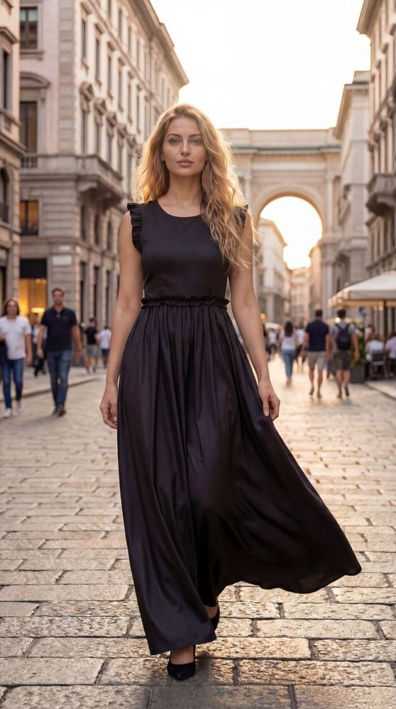Black Ruffled Maxi Dress photo 5
