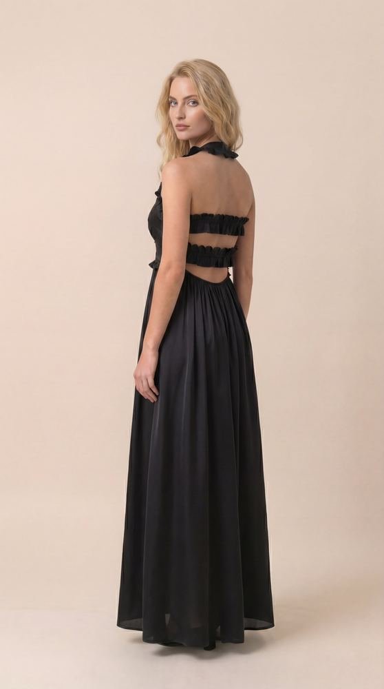 Black Ruffled Maxi Dress photo 2