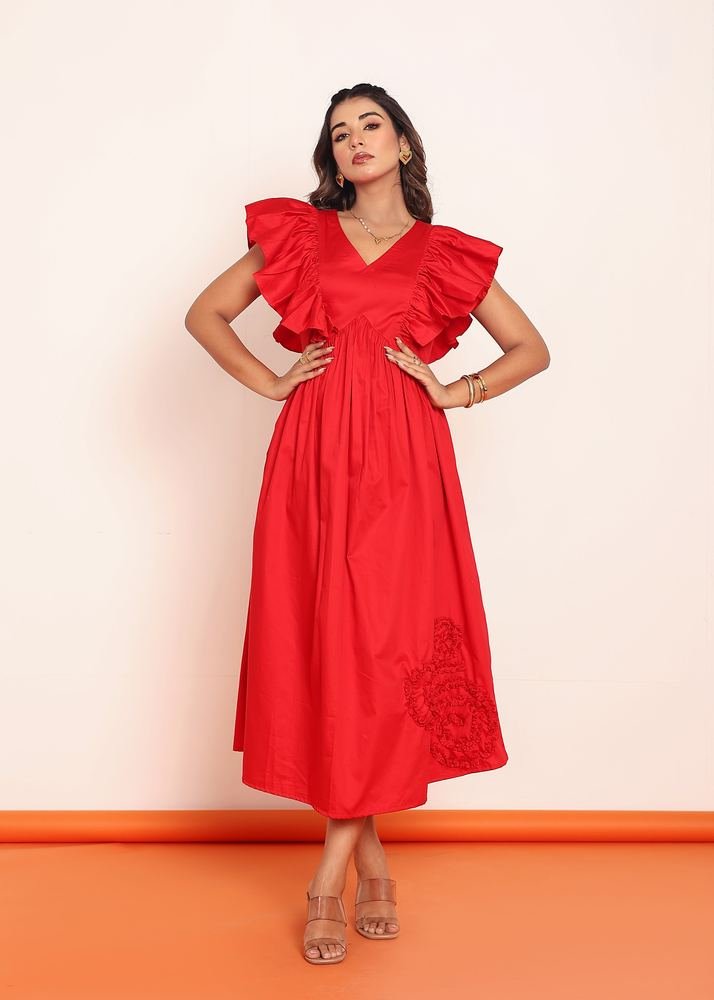 Midi dress with ruffled sleeeve photo 2