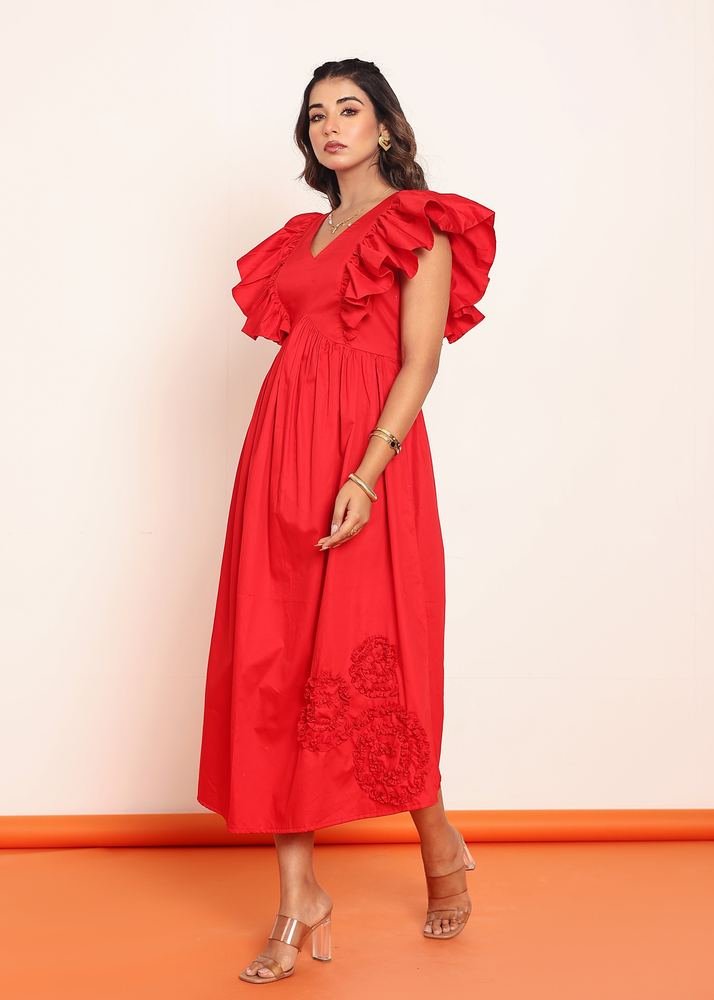 Midi dress with ruffled sleeeve photo 3