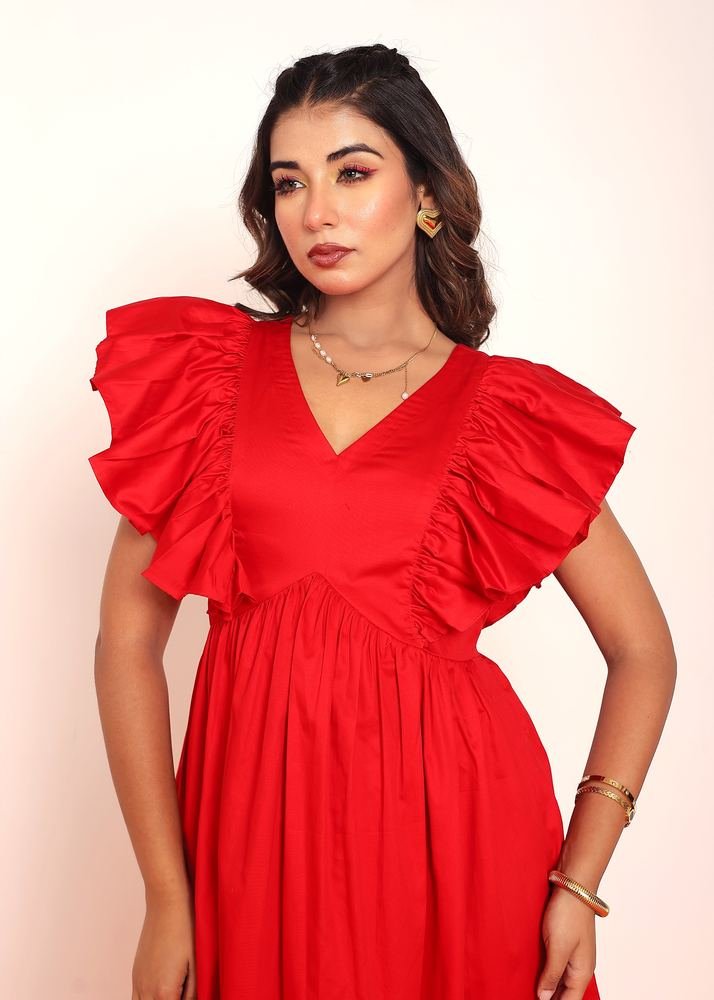 Midi dress with ruffled sleeeve photo 4