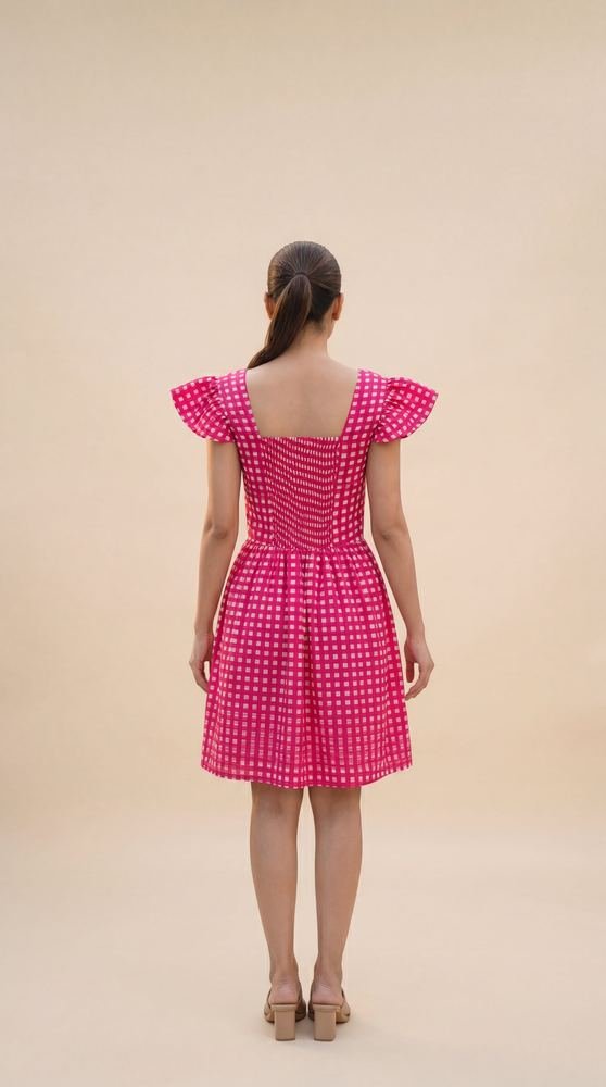 Pink Checked Mini Dress photo 2