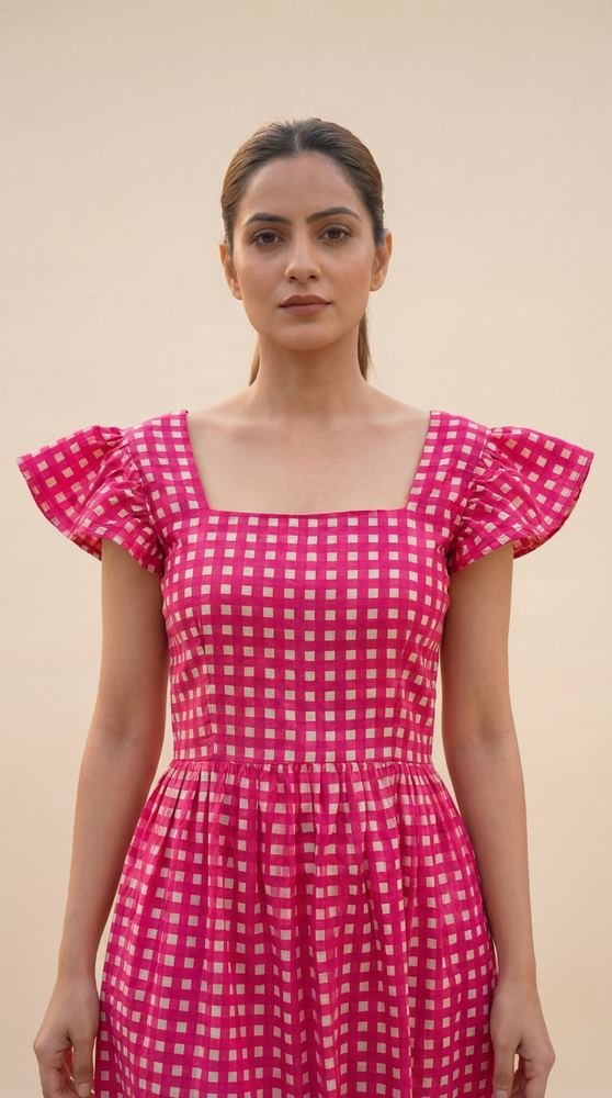 Pink Checked Mini Dress photo 3