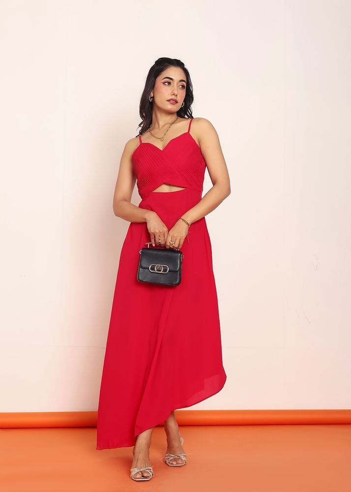 Pleated waist- cut maxi dresss photo 4