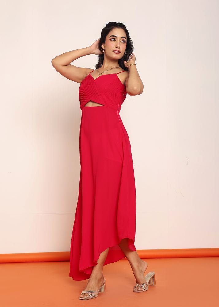 Pleated waist- cut maxi dresss photo 2