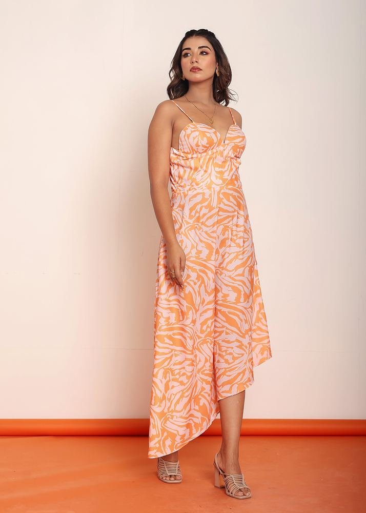 Printed maxi dress with adjustable staps