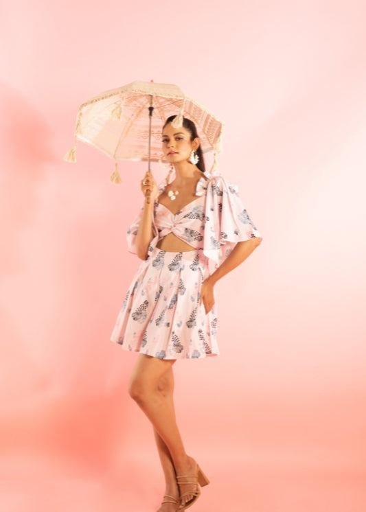 Printed Mini Dress with Ruffled Shoulder photo 5