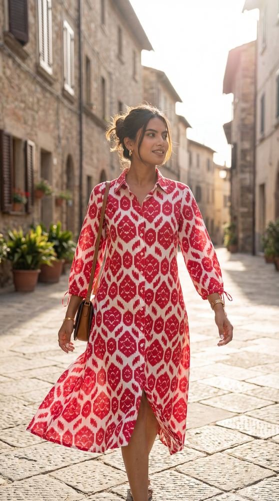 Printed Shirt Dress photo 5