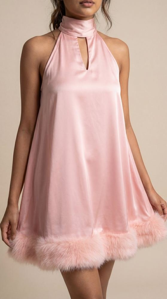 Rosy Pink Halter Neck Mini Dress photo 4