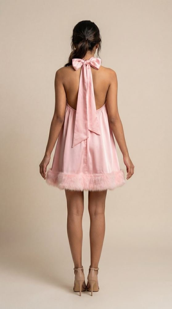 Rosy Pink Halter Neck Mini Dress
