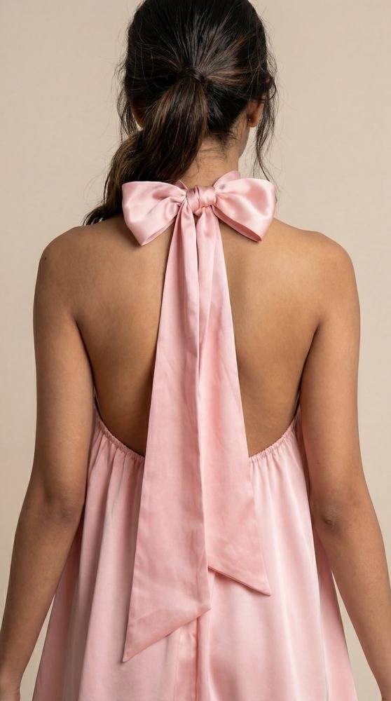 Rosy Pink Halter Neck Mini Dress photo 3