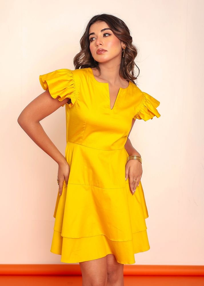 Solid tiered mini dress photo 4