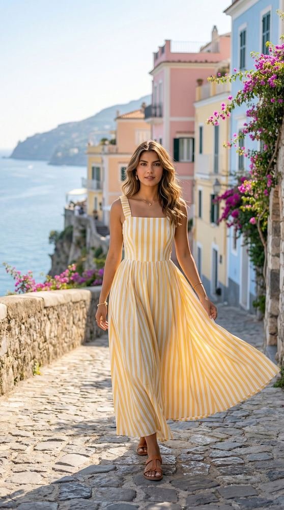 Striped Midi Dress with Pockets photo 5
