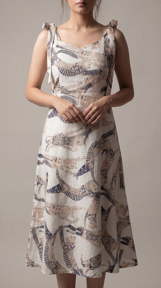 White Cat Printed Midi Dress photo 4