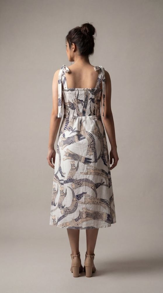 White Cat Printed Midi Dress photo 3