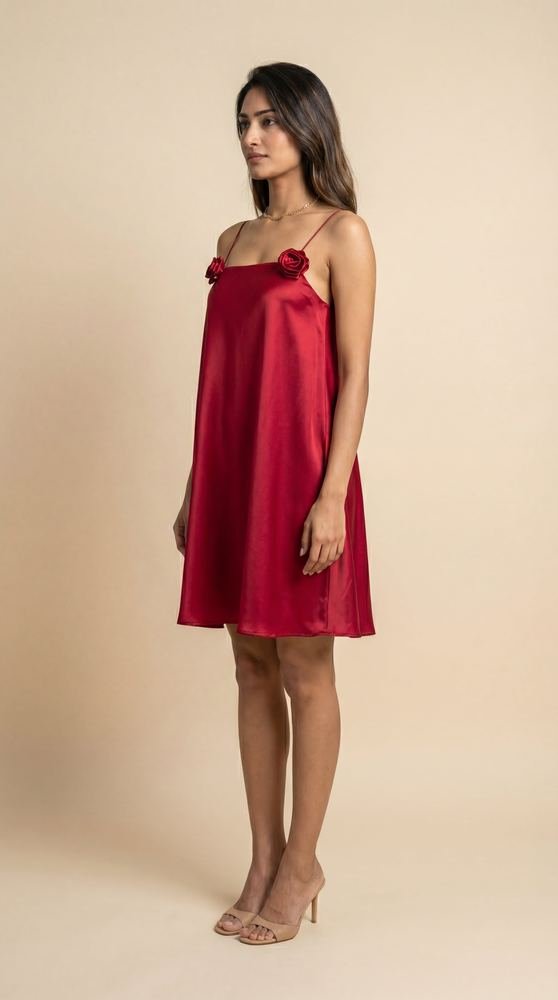 Wine Solid Mini Dress photo 4