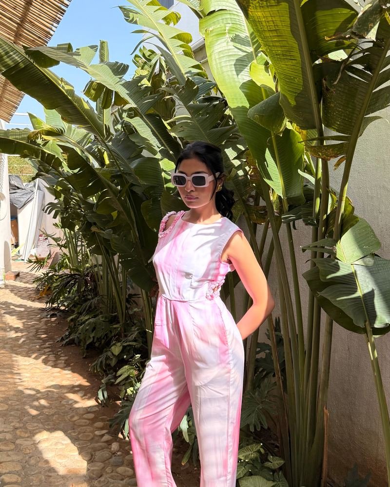 Pink Jumpsuit With Shoulder & Side Waist Cutout photo 3