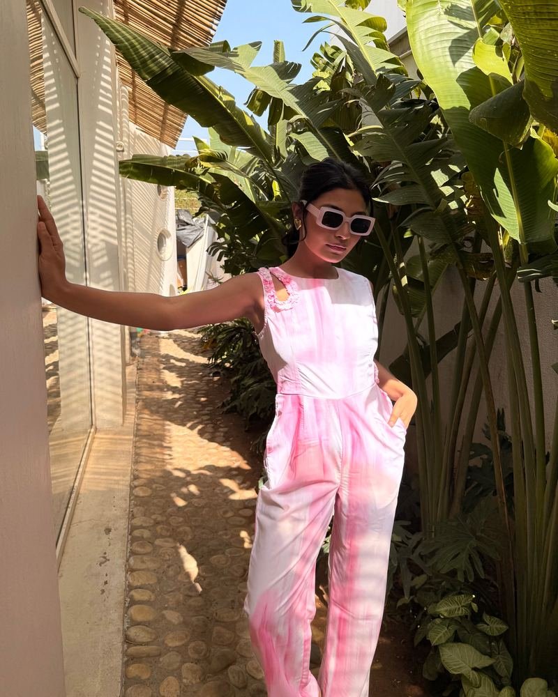 Pink Jumpsuit With Shoulder & Side Waist Cutout photo 4