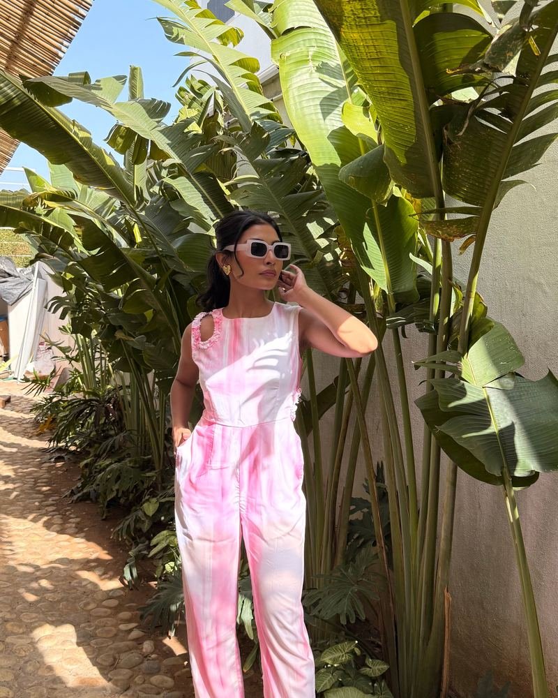 Pink Jumpsuit With Shoulder & Side Waist Cutout photo 2