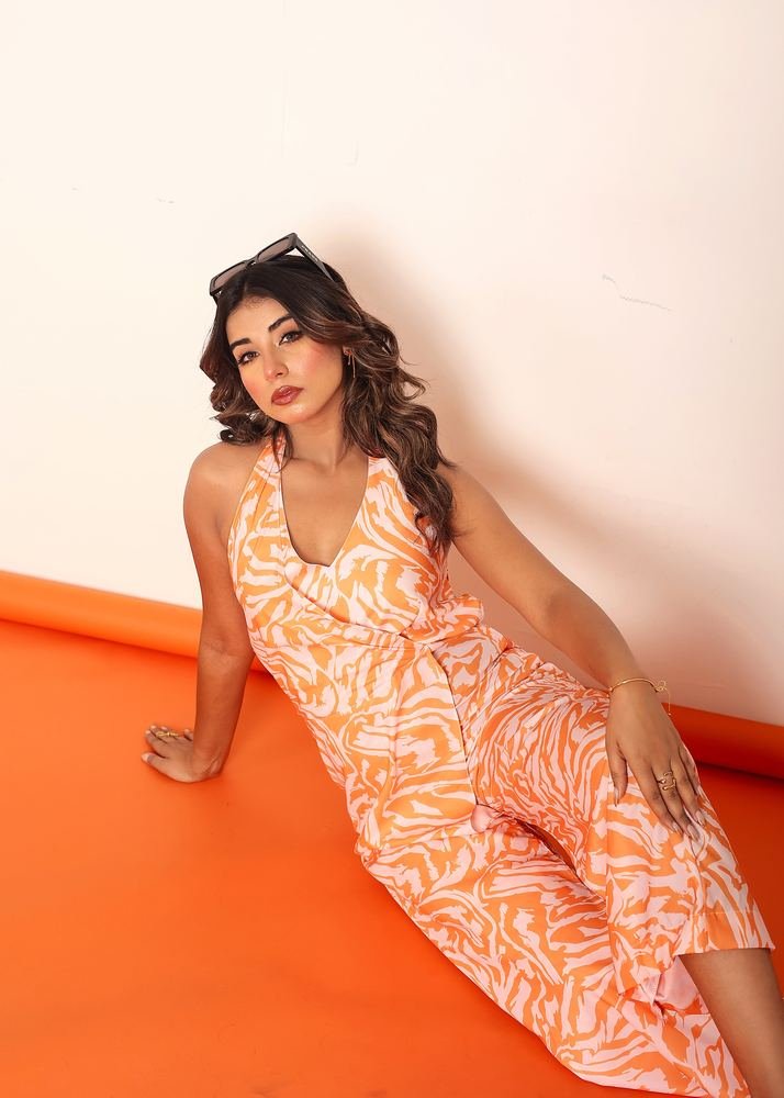 Printed jumpsuit with back neck closing photo 5