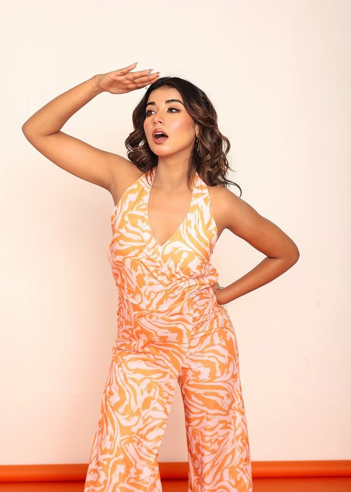 Printed jumpsuit with back neck closing photo 2