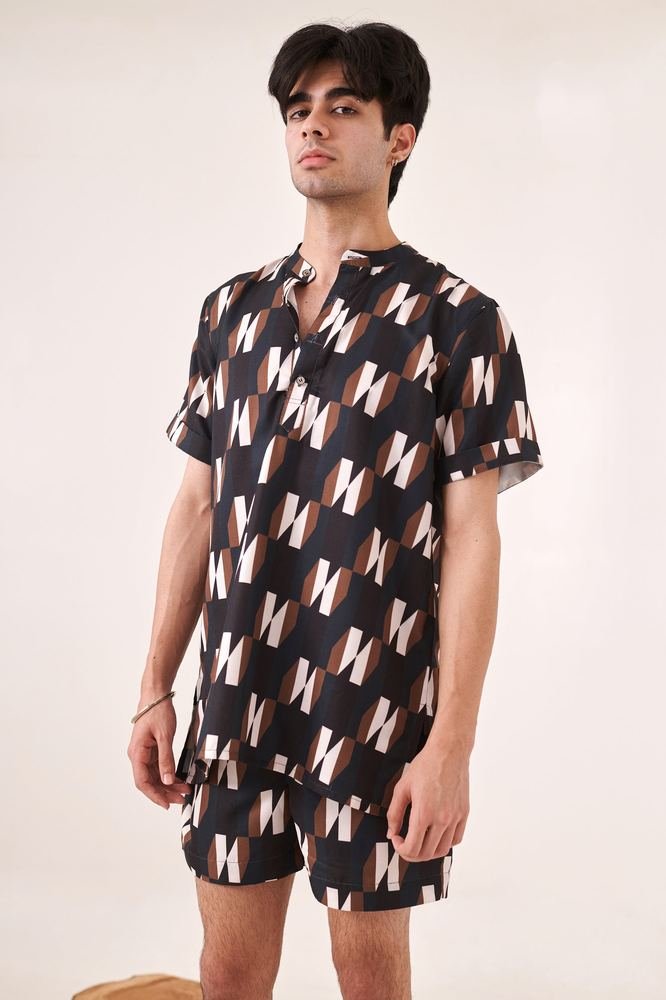 Black & Green Geometric Print Co-ord Set photo 4