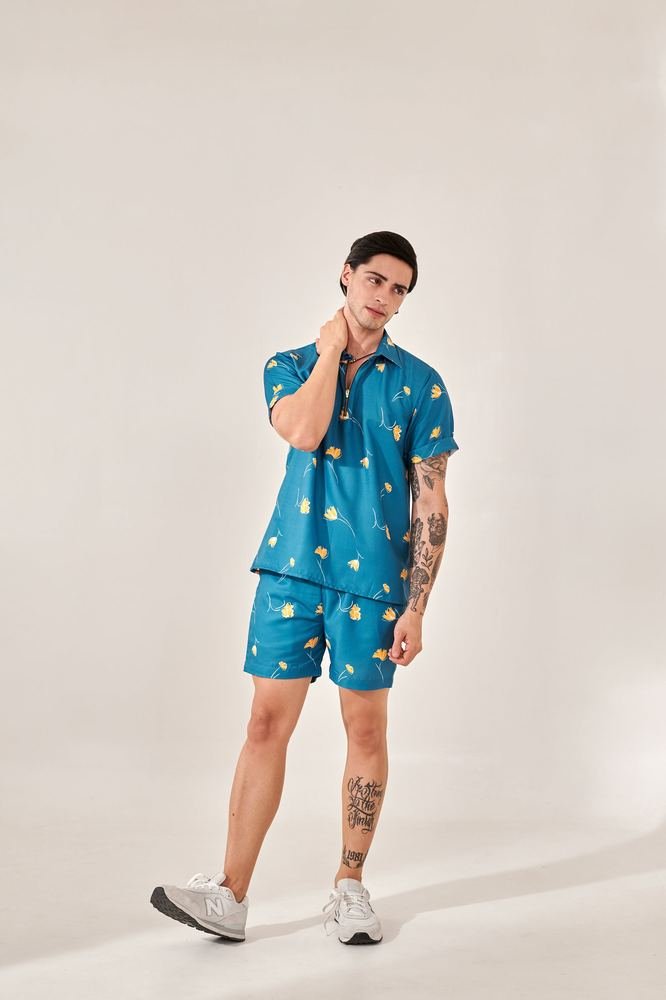 Denim Blue Floral Print Co-ord Set photo 2