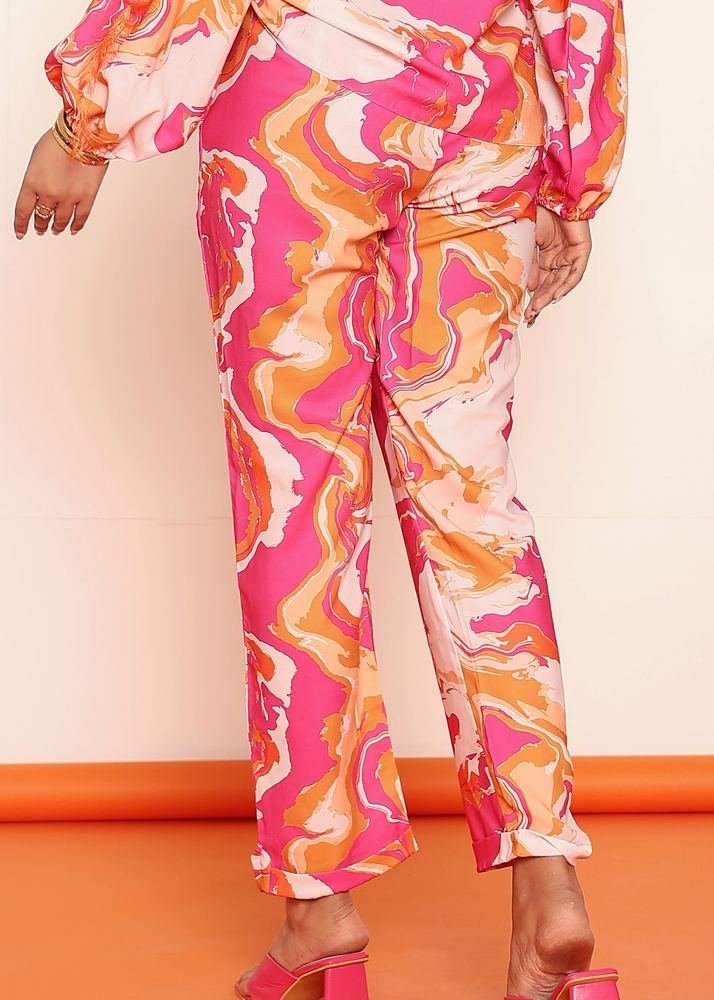 Pink printed straight pant photo 2