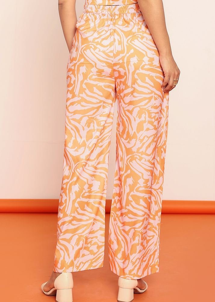 Printed orange straight pant photo 2