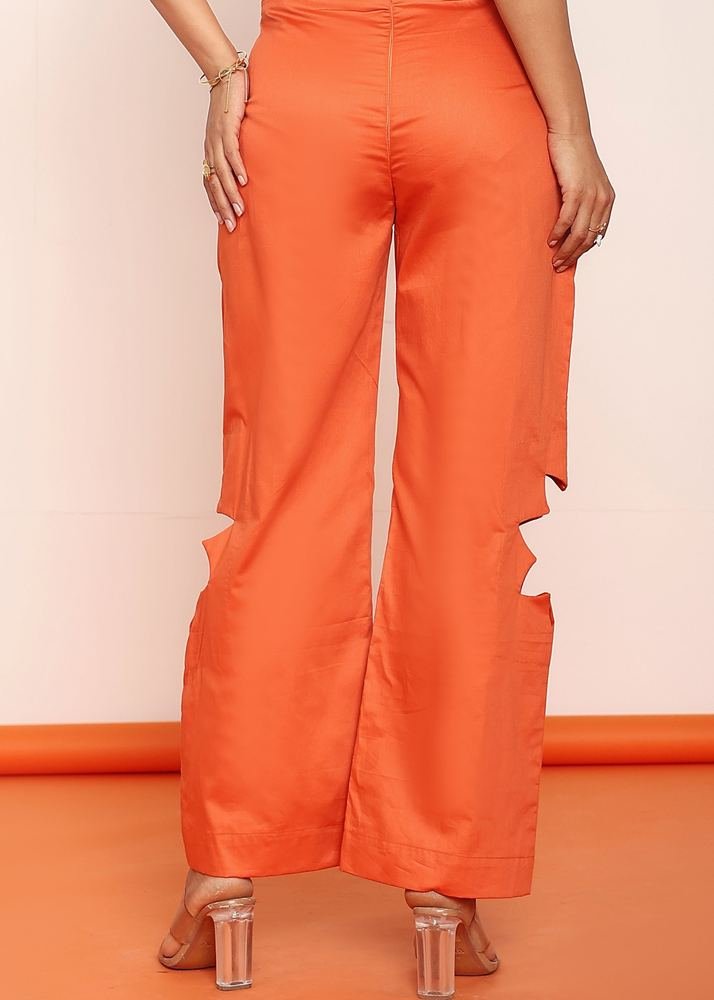 Rust floral -cut straight pant photo 2