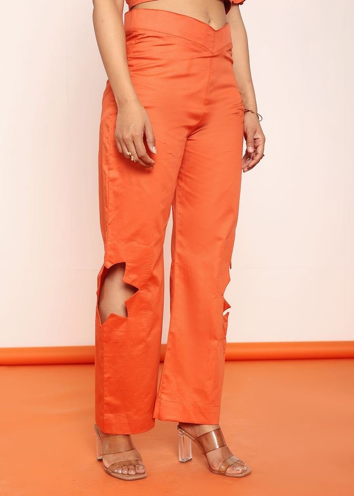 Rust floral -cut straight pant photo 3