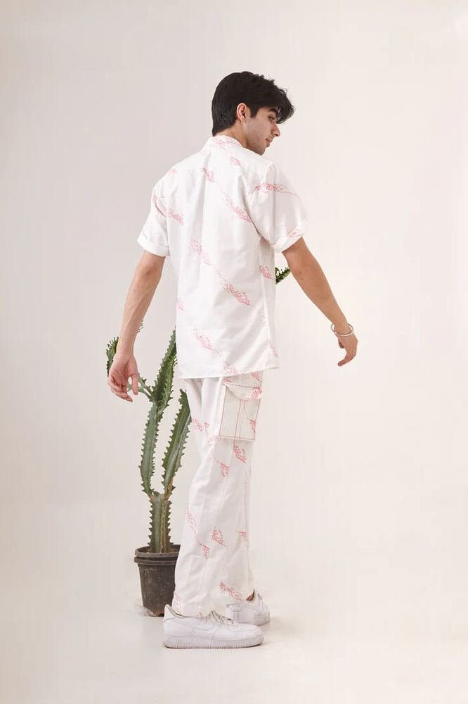 White hand printed trouser photo 2