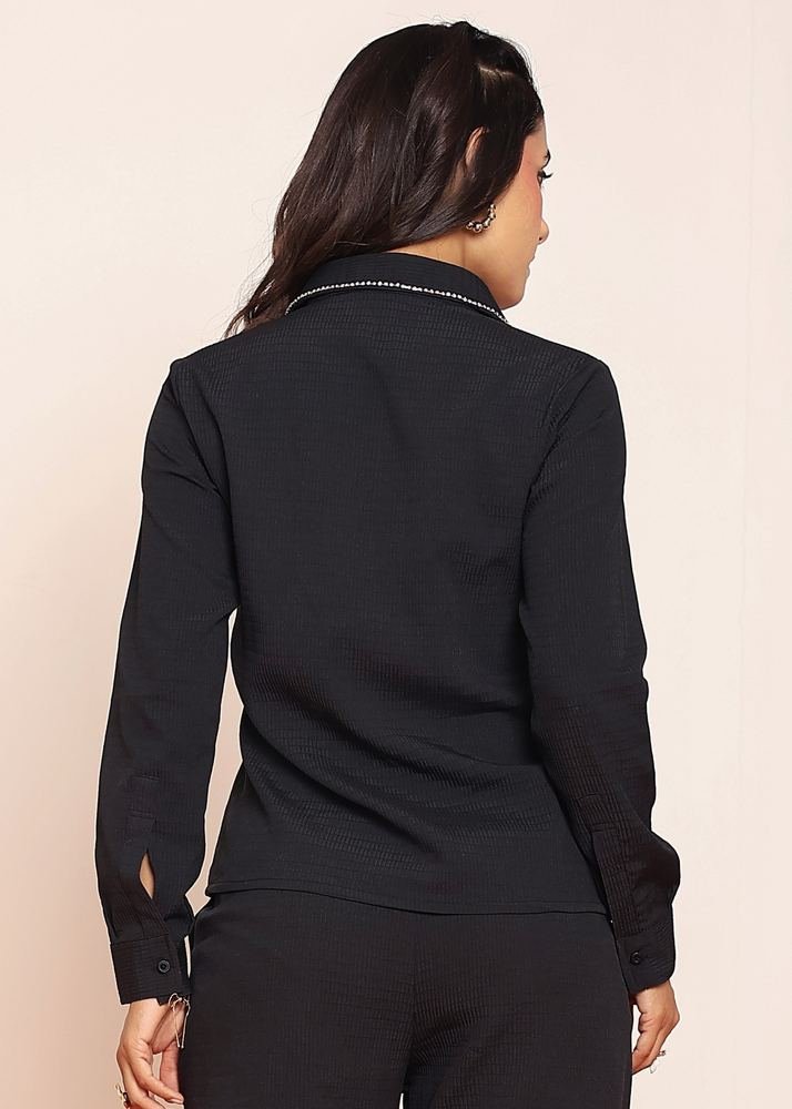 Black rhinestone shirt photo 2